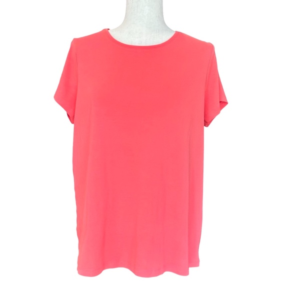 St. John's Bay Woman's Pink Crew Neck Cotton Tee Size 0X - Picture 1 of 8